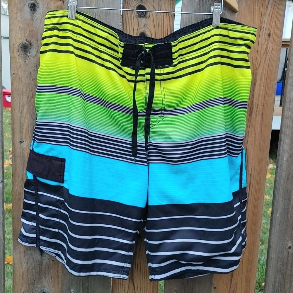 OP Ocean Pacific Board Shorts Sunset Strip Stripe Men's XL Swimming Trunks Vacay